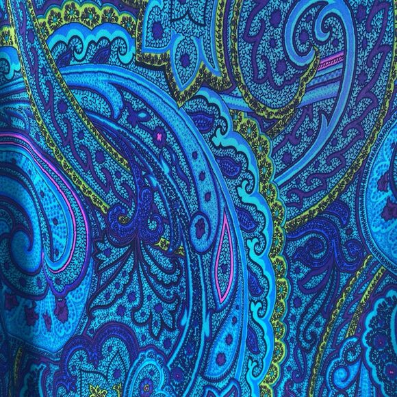 ⭐️ Vtg Y2k Silk Tank Dress Sz 6 Handkerchief Hem Fairycore Blue Paisley Boho ABS - Picture 4 of 8